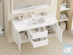 Тумба подвесная Brevita Wine 120 белый матовый с раковиной Brevita Onda 120