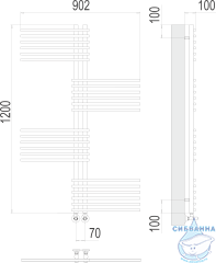 Полотенцесушитель водяной Terminus Европа П24 7х120 (нижнее подключение)