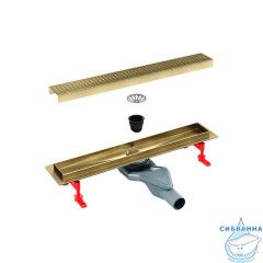 Лоток душевой, сифон 360, комбинированный затвор, перфорированная решетка, 500мм, золото, IDDIS, 975B5MG20DZ