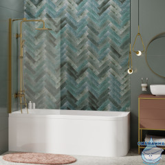 Шторка для ванны Wasserkraft Aisch 55P01-80 80x140 профиль золото, стекло прозрачное