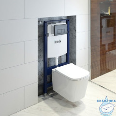 Инсталляция Iddis Basic  с кнопкой смыва в комплекте с унитазом Iddis Bild c сиденьем Soft close (микролифт) BASBI02i73