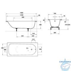Стальная ванна Kaldewei Eurowa 309-1 140x70 с ножками