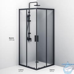 Душевое ограждение Am.Pm Gem 90x90 W93G-403-090BT профиль черный, стекло прозрачное (без поддона)