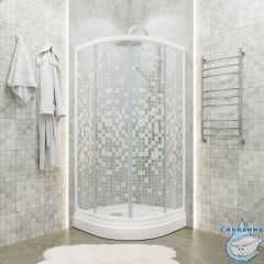 Душевое ограждение Тритон Стандард А 100x100 профиль белый, стекло мозаика Щ0000061791 (с поддоном)