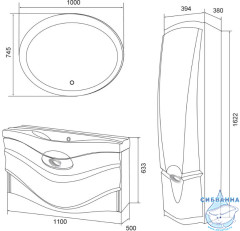 Тумба подвесная с раковиной 1Marka Eclipse 110 (1 ящик) White белый глянец