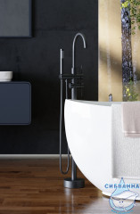 Смеситель для ванны напольный Timo Saona 2300/03Y-CR с аксессуарами (черный матовый)