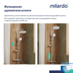 Удлинитель штанги для душевой системы, круглый, глянцевый хром, Ideal Spa, Milardo, ILS30CRM38