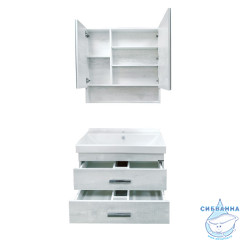 Тумба подвесная Comforty Никосия 80П дуб белый с раковиной Fest 80