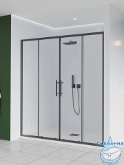 Дверь в нишу Veconi Эво 120 профиль графит, стекло прозрачное E4-GR-120-01-C9