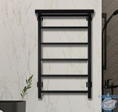 Полотенцесушитель электрический Indigo Forma П5 (с таймером) 50х80 черный муар  (с возможностью скрытого подключения, подключение R/L)