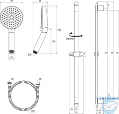 Душевой гарнитур Ravak 902.00, X07P177