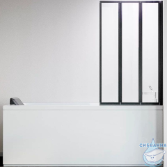 Шторка для ванны Veconi Палау 120x150 профиль черный, стекло прозрачное PL73BR-120-01-19C4