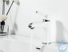 Смеситель для раковины Gappo G1003-8 (без донного клапана) (хром/белый)