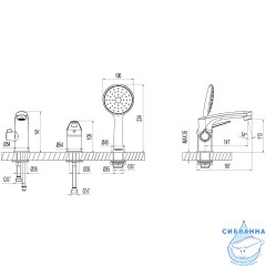 Смеситель для ванны на борт Lemark Luna LM4147C (хром)