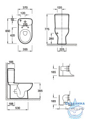 Унитаз напольный Jacob Delafon Panache E1370-00 с бачком и сиденьем Soft Close (микролифт)