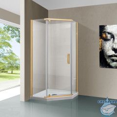 Душевое ограждение Vincea Stresa 90x90 профиль брашированное золото, стекло прозрачное VSP-1S900CLG		