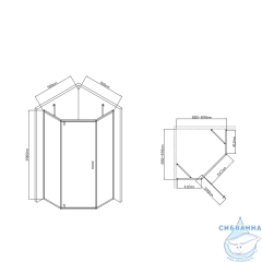 Душевое ограждение Vincea Slim-U 90x90 профиль хром, стекло прозрачное VSP-2SU900CL