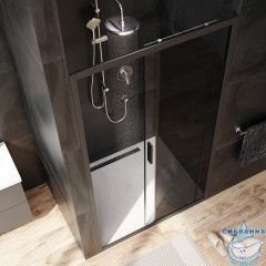 Дверь в нишу AM.PM Gem W90G-110-1-195BG 110 см профиль черный, стекло тонированное