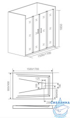 Дверь в нишу Bas Infinity WTW-TD-170-C-CH профиль хром, стекло прозрачное