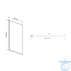 Шторка для ванны Vincea 80х140 профиль черный, стекло прозрачное VSB-11800CLB