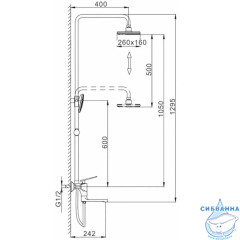 Душевая система Frap H57 F2457 260 1 режим (черный/хром)