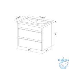 Тумба с умывальником, подвесная, 70 см, белый, Zodiac X, IDDIS, ZDX70W0i95K подходит умыв. 4077000i28