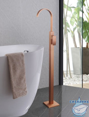  Смеситель для раковины напольный ABBER Wasserfall AF8640MRG (без донного клапана) (розовое золото матовое)