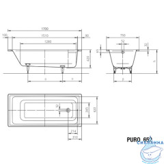 Стальная ванна Kaldewei Puro 170x75 easy-clean