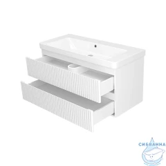 Тумба подвесная Brevita Victory 105 белый матовый с раковиной Dreja Luxury 105