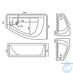 Акриловая ванна Тритон Бэлла 140х75 левая