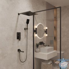 Душевая система Oliveeka D-Line 300 1 режим OL-939003-BGM (оружейная сталь)