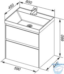 Тумба Aquanet Гласс 60 с раковиной Орлеан 60 белый глянец