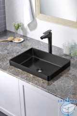 Раковина встраиваемая сверху ABBER Wasser Kreis AF2401MB черная матовая