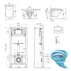 Инсталляция AM.PM с кнопкой смыва в комплекте с унитазом AM.PM Inspire V2 FlashClean c сиденьем Soft close (микролифт) IIS450A38.CCC50A