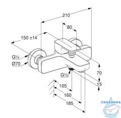Смеситель для ванны Kludi Renon 42691N075 (брашированное золото)