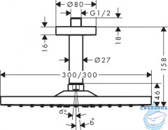Верхний душ Hansgrohe Raindance E 300 1 режим (шлифованная бронза) 26250140