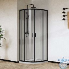 Душевое ограждение Vincea City 90x90 профиль черный, стекло прозрачное VSQ-5CT900CLB