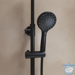 Смеситель с верхним душем и изливом, черный матовый, Ray, IDDIS, RAYBL3Fi06