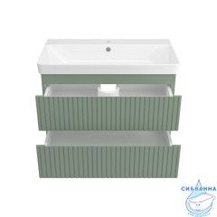 Тумба подвесная Brevita Victory 80 зеленый с раковиной Dreja Luxury 80