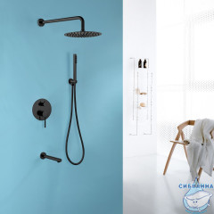 Душевая система Abber Emotion  250 1 режим AF8817B (черный матовый)