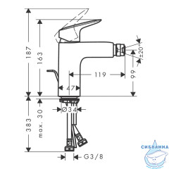 Смеситель для биде Hansgrohe Logis 71200670 (черный матовый)