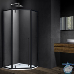 Душевое ограждение Vincea Penta 90x90 профиль черный, стекло прозрачное VSP-3P900CLB