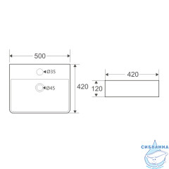 Раковина на столешницу 50 см Koller Pool Kvadro KR-0500M-WB