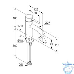 Смеситель для раковины Kludi Bozz 382720576 (без донного клапана) (хром)