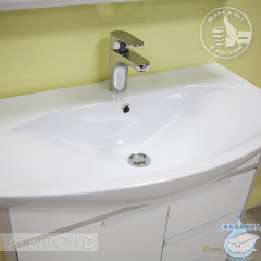 Тумба Акватон Рико 80 с раковиной Смайл 80 белый/ясень фабрик