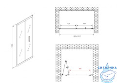 Дверь в нишу ABBER Sonnenstrand AG07100 100x195 профиль хром, стекло прозрачное