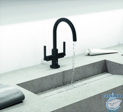  Смеситель для раковины Kludi Nova Fonte Puristic 201183915 (с донным клапаном) (черный матовый)