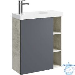 Тумба Aqwella Alba 60 L серый/светлый камень с с раковиной Compact Slim 60