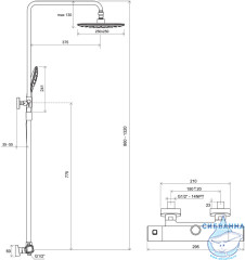 Душевая система Ravak 10° 250 1 режим X070160 (черный матовый)