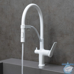  Смеситель для кухни Lemark Bronx LM3761MW (белый матовый)